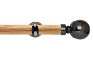 Rolls 28mm Neo Oak Ball Black Nickel Wooden Eyelet Pole - Thumbnail 1