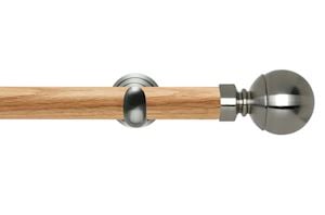 Rolls 28mm Neo Oak Ball Stainless Steel Wooden Eyelet Pole - Thumbnail 1