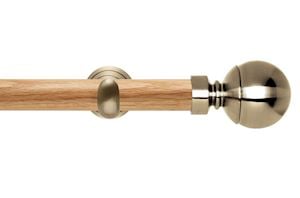 Rolls 28mm Neo Oak Ball Spun Brass Wooden Eyelet Pole - Thumbnail 1
