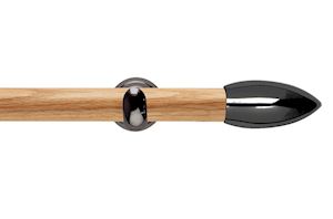 Rolls 28mm Neo Oak Bullet Black Nickel Wooden Eyelet Pole