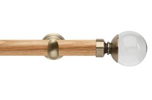 Rolls 28mm Neo Oak Clear Ball Spun Brass Wooden Eyelet Pole - Thumbnail 1