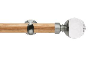 Rolls 28mm Neo Oak Clear Faceted Ball Stainless Steel Wooden Eyelet Pole
