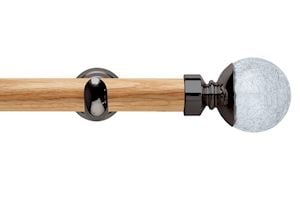 Rolls 28mm Neo Oak Crackled Glass Black Nickel Wooden Eyelet Pole - Thumbnail 1
