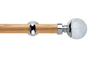 Rolls 28mm Neo Oak Crackled Glass Chrome Wooden Eyelet Pole - Thumbnail 1