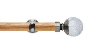 Rolls 28mm Neo Oak Crackled Glass Stainless Steel Wooden Eyelet Pole - Thumbnail 1