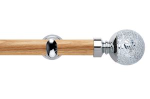 Rolls 28mm Neo Oak Mosaic Ball Chrome Nickel Wooden Eyelet Pole