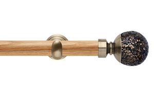 Rolls 28mm Neo Oak Mosaic Ball Spun Brass Nickel Wooden Eyelet Pole - Thumbnail 1