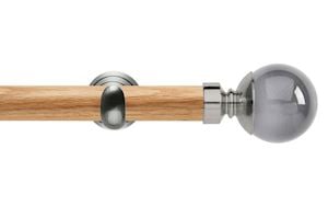 Rolls 28mm Neo Oak Smoke Grey Ball Stainless Steel Wooden Eyelet Pole