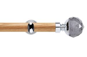 Rolls 28mm Neo Oak Smoke Grey Faceted Ball Chrome Wooden Eyelet Pole - Thumbnail 1
