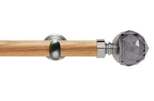 Rolls 28mm Neo Oak Smoke Grey Faceted Ball Stainless Steel Wooden Eyelet Pole - Thumbnail 1