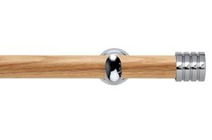 Rolls 28mm Neo Oak Stud Chrome Wooden Eyelet Pole - Thumbnail 1