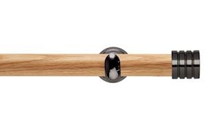 Rolls 28mm Neo Oak Stud Black Nickel Wooden Eyelet Pole - Thumbnail 1