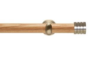 Rolls 28mm Neo Oak Stud Spun Brass Wooden Eyelet Pole - Thumbnail 1