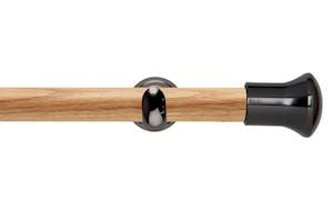 Rolls 28mm Neo Oak Trumpet Black Nickel Wooden Eyelet Pole - Thumbnail 1
