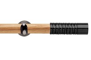 Rolls 28mm Neo Oak Wired Barrel Black Nickel Wooden Eyelet Pole - Thumbnail 1