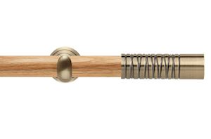 Rolls 28mm Neo Oak Wired Barrel Spun Brass Wooden Eyelet Pole - Thumbnail 1