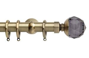 Rolls 28mm Neo Smoke Grey Faceted Metal Curtain Pole Spun Brass