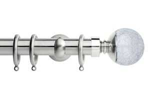Rolls 28mm Neo Crackled Glass Metal Curtain Pole Stainless Steel - Thumbnail 1