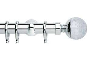 Rolls 28mm Neo Crackled Glass Metal Curtain Pole Chrome