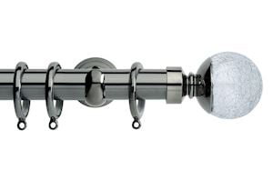 Rolls 28mm Neo Crackled Glass Metal Curtain Pole Black Nickel - Thumbnail 1