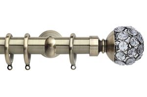 Rolls 28mm Neo Jewelled Ball Metal Curtain Pole Spun Brass