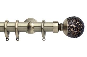 Rolls 28mm Neo Mosaic Ball Metal Curtain Pole Spun Brass - Thumbnail 1