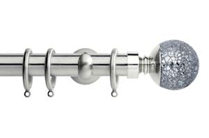 Rolls 28mm Neo Mosaic Ball Metal Curtain Pole Stainless Steel - Thumbnail 1