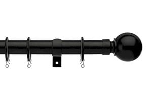 Universal 25-28mm Ball Black Extendable Curtain Pole