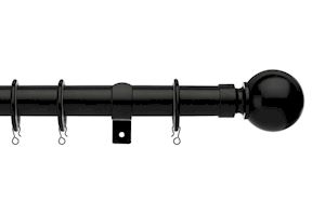 Universal 28mm Ball Black Metal Curtain Pole - Thumbnail 1