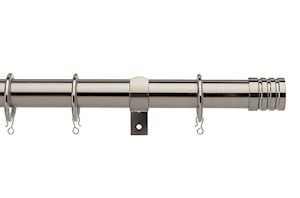 Universal 28mm Barrel Satin Steel Metal Curtain Pole - Thumbnail 1