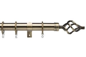 Universal 25-28mm Cage Antique Brass Extendable Curtain Pole - Thumbnail 1