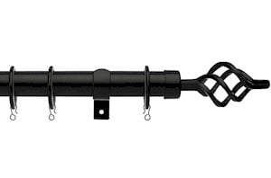 Universal 25-28mm Cage Black Extendable Curtain Pole