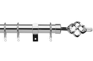 Universal 28mm Cage Chrome Metal Curtain Pole - Thumbnail 1