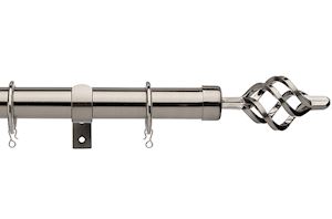 Universal 28mm Cage Satin Steel Metal Curtain Pole - Thumbnail 1