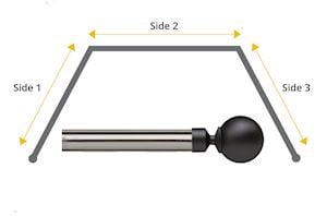 Speedy 28mm Ball 3 Sided Bay Window Ceiling Fixed Curtain Pole Satin Silver and Black - Thumbnail 1