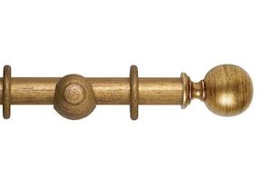 Rolls 35mm Museum Plain Ball Wooden Curtain Pole Antique Gilt