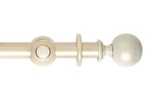 Rolls 35mm Museum Plain Ball Wooden Curtain Pole Cream Gold Wash - Thumbnail 1