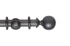 Rolls 35mm Museum Plain Ball Wooden Curtain Pole Satin Pewter - Thumbnail 1