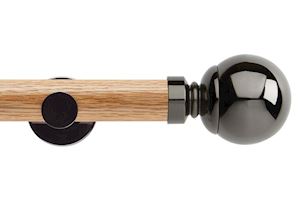 Rolls 35mm Neo Oak Ball Black Nickel Wooden Eyelet Pole - Thumbnail 1