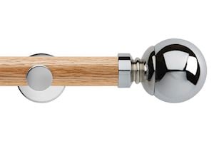 Rolls 35mm Neo Oak Ball Chrome Wooden Eyelet Pole - Thumbnail 1