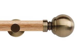Rolls 35mm Neo Oak Ball Spun Brass Wooden Eyelet Pole
