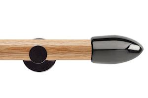 Rolls 35mm Neo Oak Bullet Black Nickel Wooden Eyelet Pole - Thumbnail 1