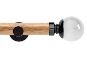 Rolls 35mm Neo Oak Clear Ball Black Nickel Wooden Eyelet Pole - Thumbnail 1