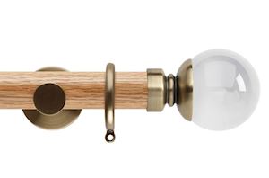 Rolls 35mm Neo Oak Clear Ball Spun Brass Wooden Curtain Pole