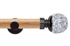 Rolls 35mm Neo Oak Jewelled Ball Black Nickel Wooden Eyelet Pole