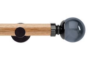 Rolls 35mm Neo Oak Smoke Grey Ball Black Nickel Wooden Eyelet Pole