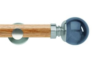 Rolls 35mm Neo Oak Smoke Grey Ball Stainless Steel Wooden Eyelet Pole - Thumbnail 1