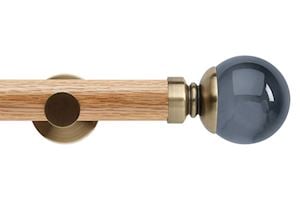 Rolls 35mm Neo Oak Smoke Grey Ball Spun Brass Wooden Eyelet Pole - Thumbnail 1