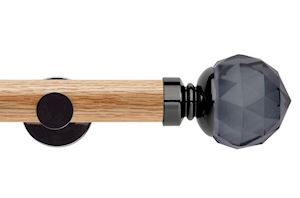 Rolls 35mm Neo Oak Smoke Grey Faceted Ball Black Nickel Wooden Eyelet Pole