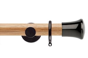 Rolls 35mm Neo Oak Trumpet Black Nickel Wooden Curtain Pole